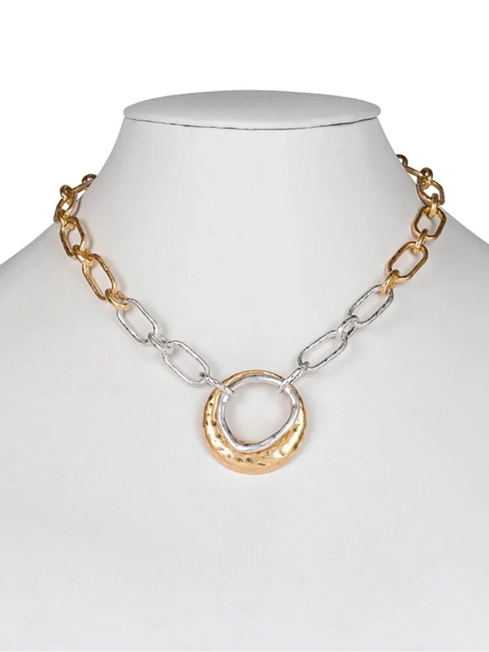 Patricia Nash Two-Tone Hammered Pendant Necklace